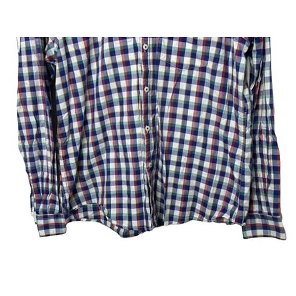 Allen Solly Secret Wash Blue Check Long Sleeve Button-Down Shirt Men's 42 Large - Picture 5 of 10
